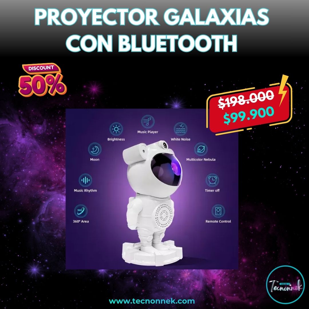 Proyector Galaxias Luna Astronauta Bluetooth Parlante + LUCES DE OBSEQUIO