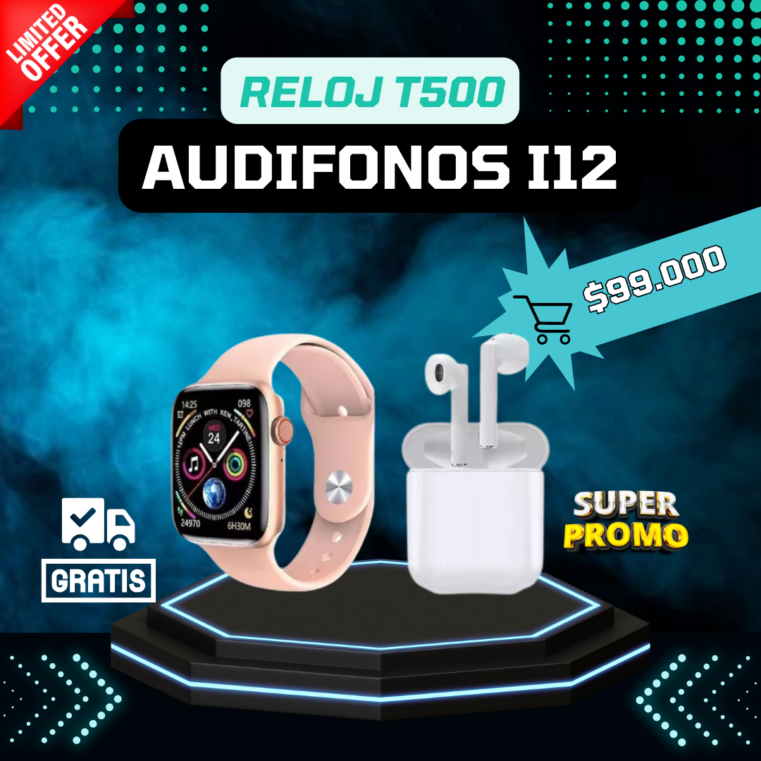 Super combo Reloj Inteligente Táctil W26 Plus + Audífonos Inalámbricos I12
