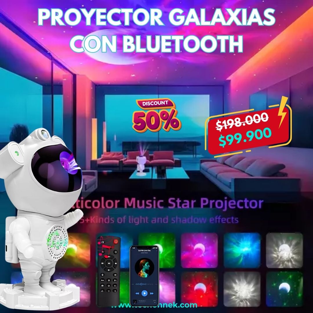 Proyector Galaxias Luna Astronauta Bluetooth Parlante + LUCES DE OBSEQUIO