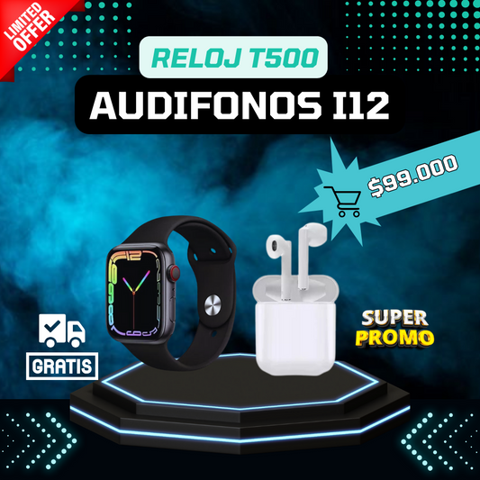 Super combo Reloj Inteligente Táctil W26 Plus + Audífonos Inalámbricos I12