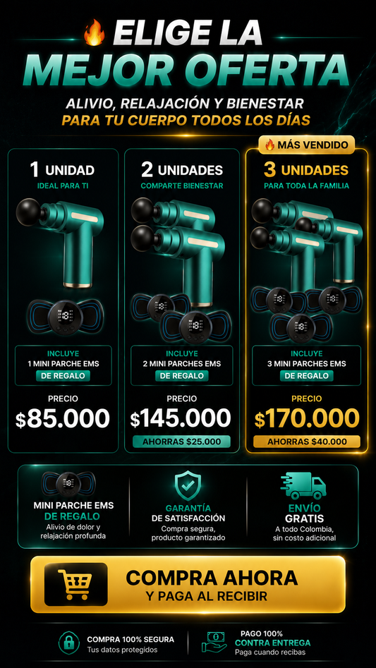 MASAJEADOR PISTOLA PREMIUM+MINI PARCHE DE REGALO