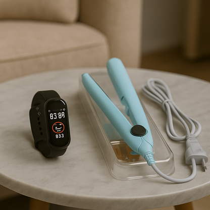 MINI PLANCHA PORTÁTIL PARA CABELLO + REGALO RELOJ T500 ✨💖