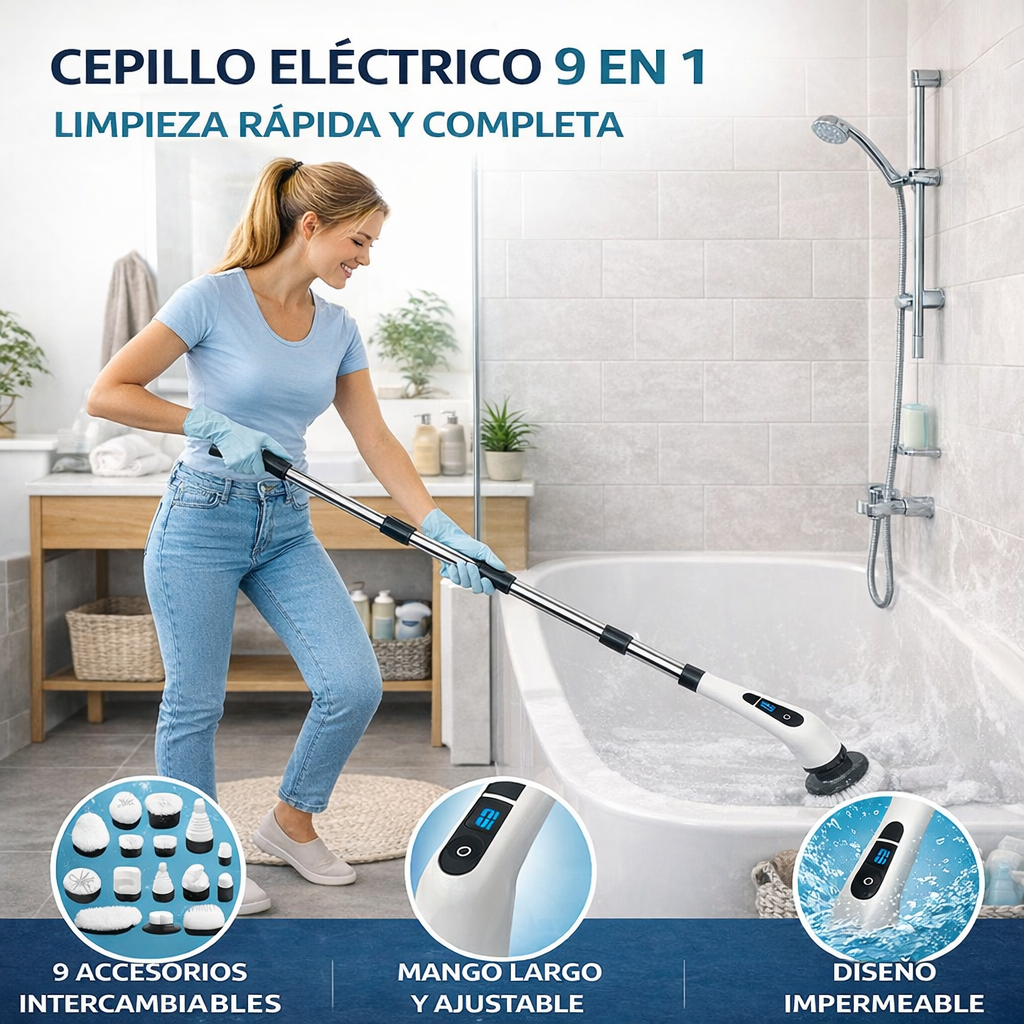 Super Cepillo De Limpieza Eléctrico Giratorio 9 en 1 y 🎁 ¡Llévate un regalo especial!🚚 ¡ENVÍO GRATIS a todo el país!