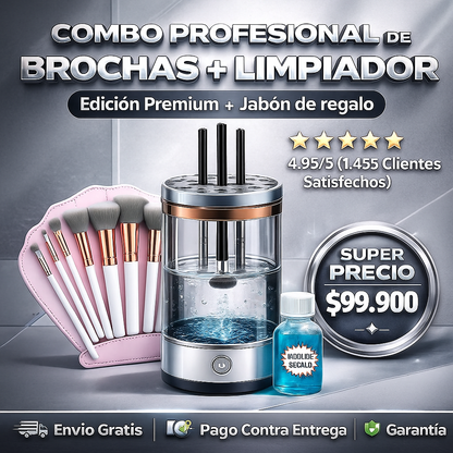 💃💃💃Combo Profesional de Brochas + Limpiado +  🎁🎁🎁 jabón de regalo 🎁🎁🎁