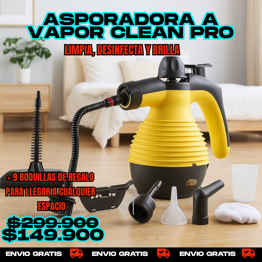 ASPIRADORA A VAPOR CLEAN PRO  LIMPIEZA POTENTE, FACIL Y PROFESIONAL