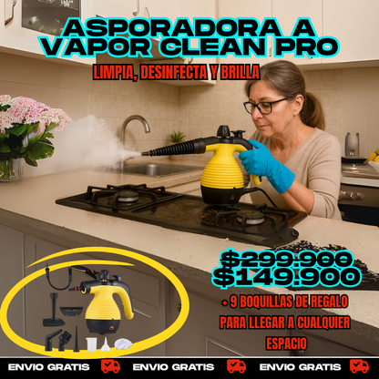 ASPIRADORA A VAPOR CLEAN PRO  LIMPIEZA POTENTE, FACIL Y PROFESIONAL