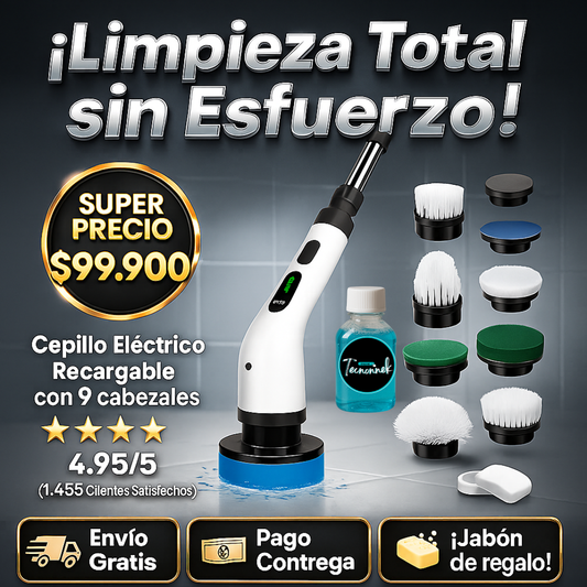 Super Cepillo De Limpieza Eléctrico Giratorio 9 en 1 y 🎁 ¡Llévate un regalo especial!🚚 ¡ENVÍO GRATIS a todo el país!