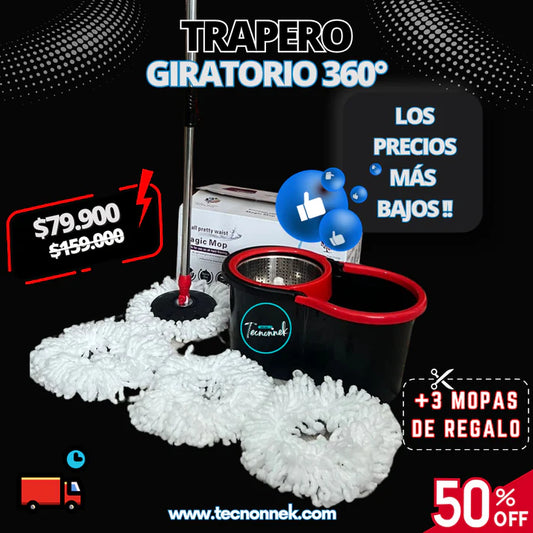 TRAPERO 360 GRANDE EXCLUSIVO + 3 MOPA DE REGALO 🚚 ¡ENVÍO GRATIS a todo el país!