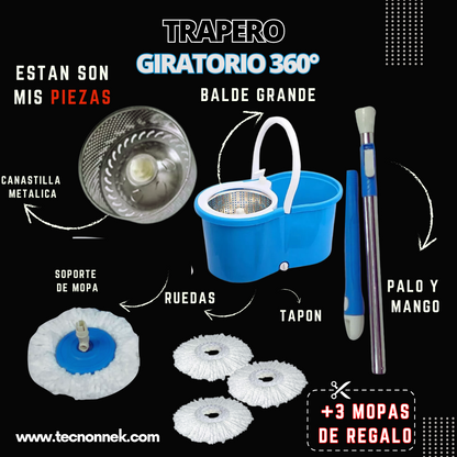 TRAPERO 360 GRANDE EXCLUSIVO + 3 MOPA DE REGALO 🚚 ¡ENVÍO GRATIS a todo el país!